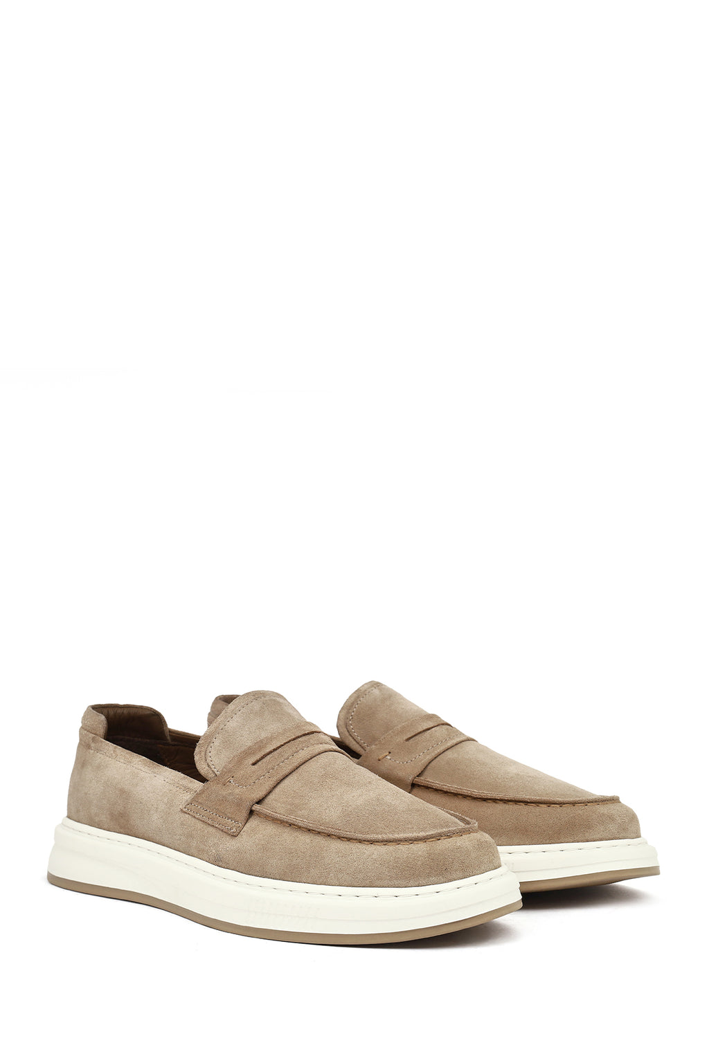 Erkek Bej Süet Deri Casual Loafer