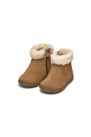 Geox Baby Girl Brown B Macchia Zippered Suede Leather Boots | Derimod