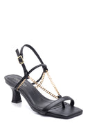 Women's Black Chain Heeled Sandals | Derimod