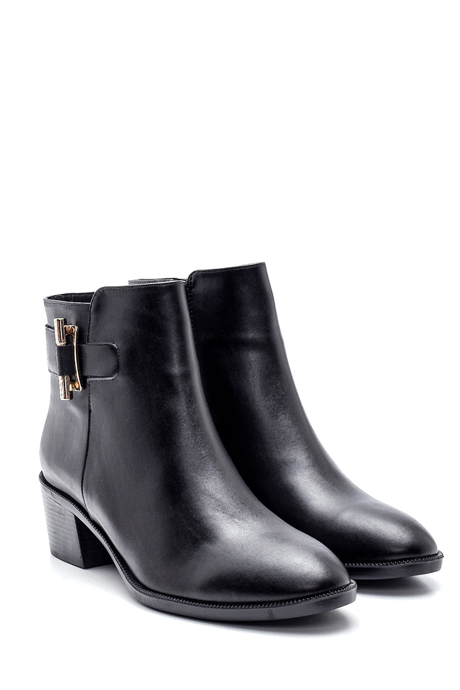 Women's Buckle Medium Heel Boots