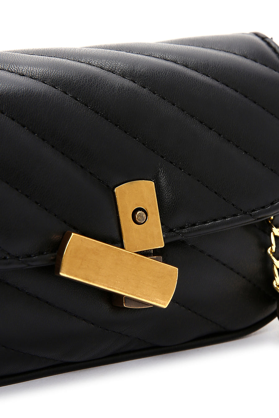 Women's Black Long Strap Quilted Crossbody Bag