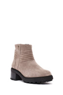 Women's Mink Zippered Thick Heel Suede Leather Boots | Derimod