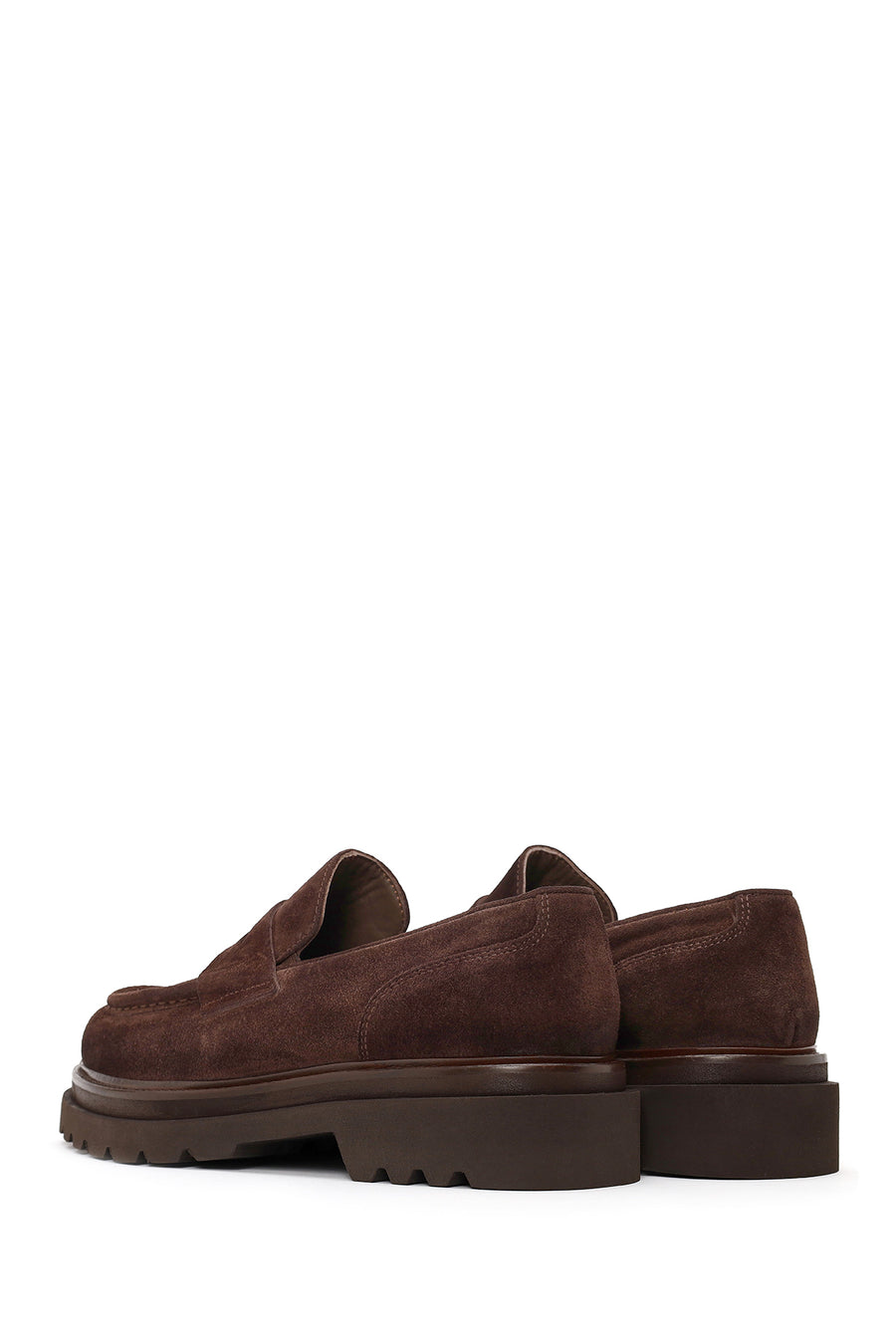 Male Brown Chunky-Soled Suede Loafers