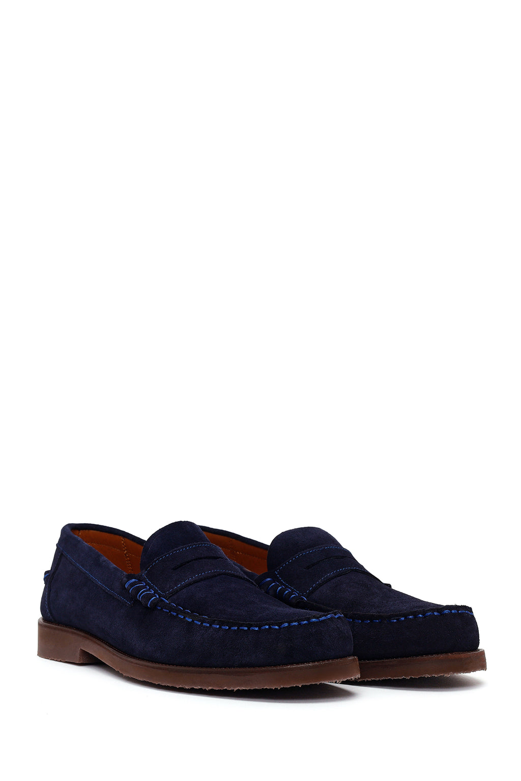 Erkek Lacivert Süet Deri Casual Loafer