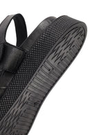 Women's Black Strappy Thick-Sole Leather Sandals | Derimod