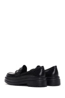 Women's Black Leather Buckle Loafer | Derimod