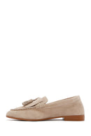 Women's Beige Suede Leather Masculine Loafer | Derimod
