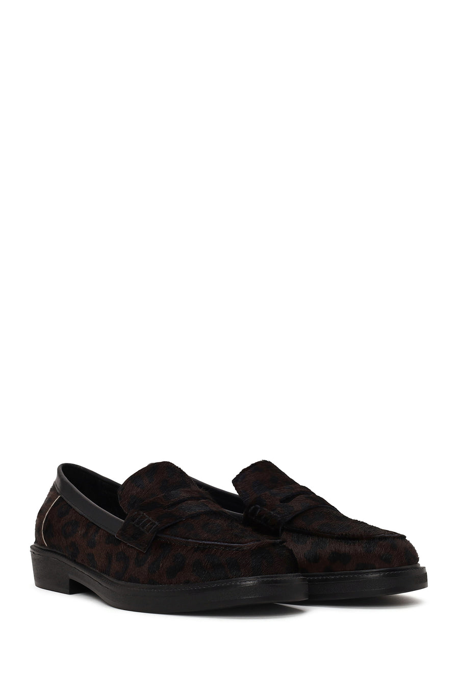 Woman Leopard Print Furry Leather Masculine Loafer