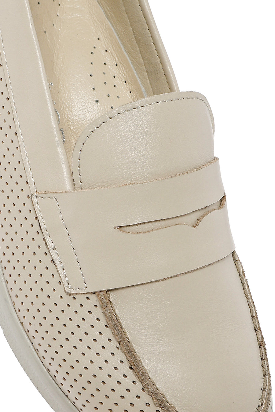 Kadın Krem Dolgu Topuklu Deri Comfort Loafer