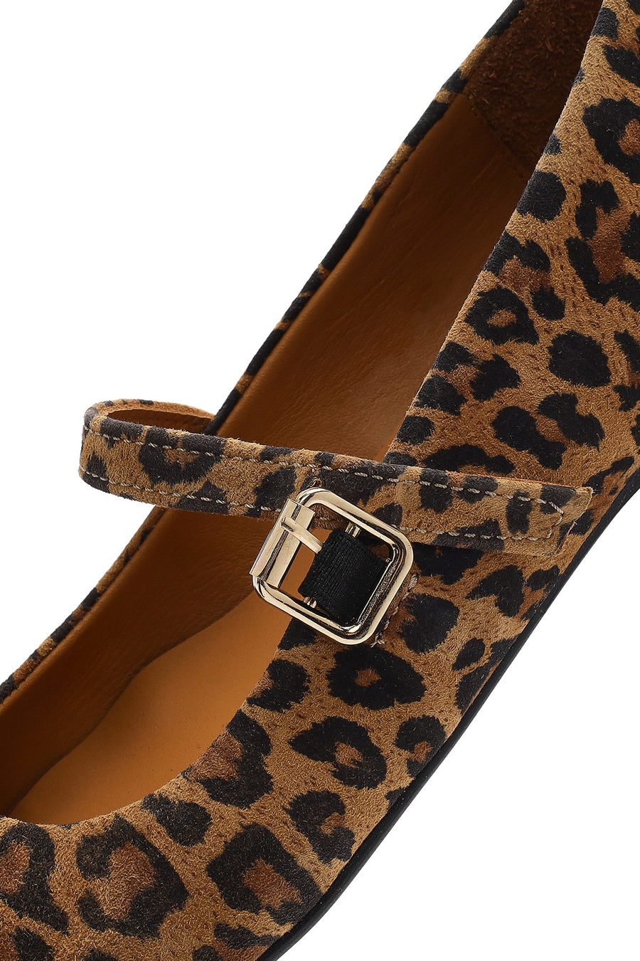 Woman Leopard Strap Suede Leather Ballerine Shoes