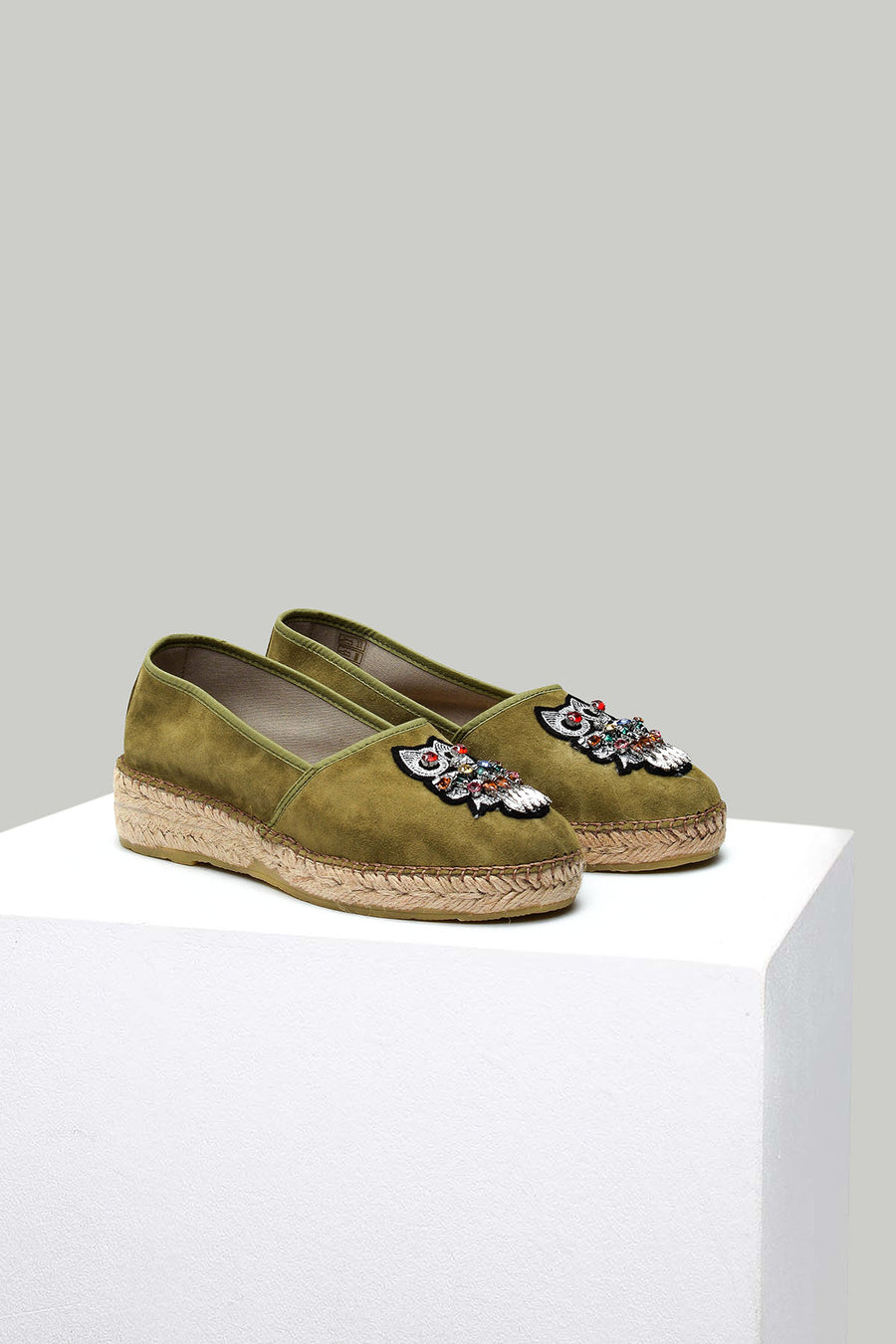 Green Women's Espadrille with Owl