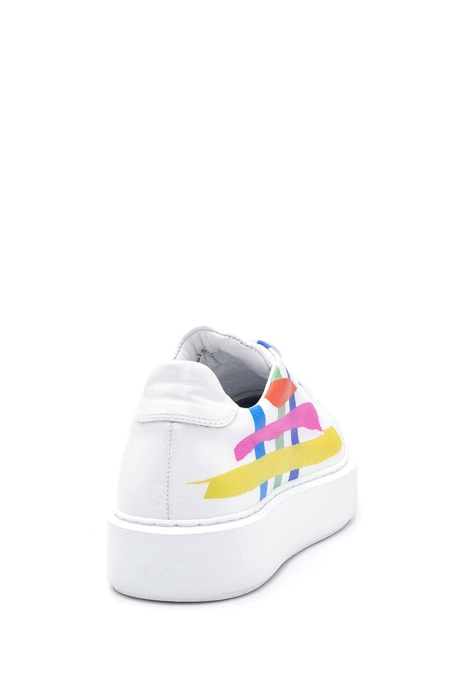 Kadın Deri Renkli Şeritli Sneaker