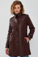 Scarlet Women's Brown Leather Trench Coat | Derimod