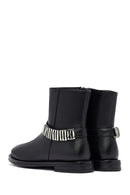 Woman Black Zippered Metal Detail Leather Boat | Derimod