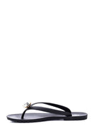 Women's Black Stone Flip Flops | Derimod
