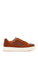 Erkek Taba Bağcıklı Deri Sneaker | Derimod