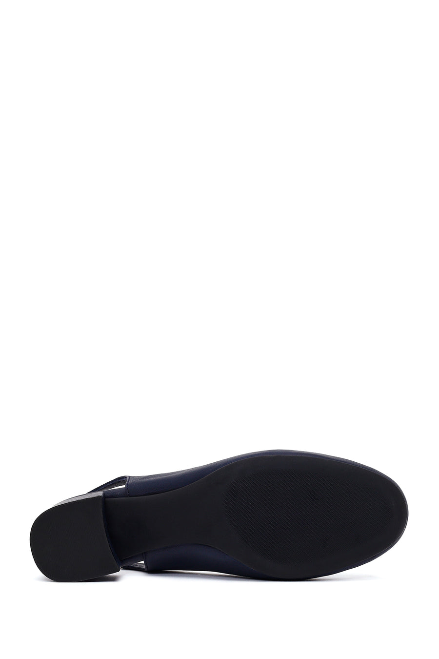 Derimod Flex Woman Navy Blue Backless Thick Short-Heeled Leather Shoes