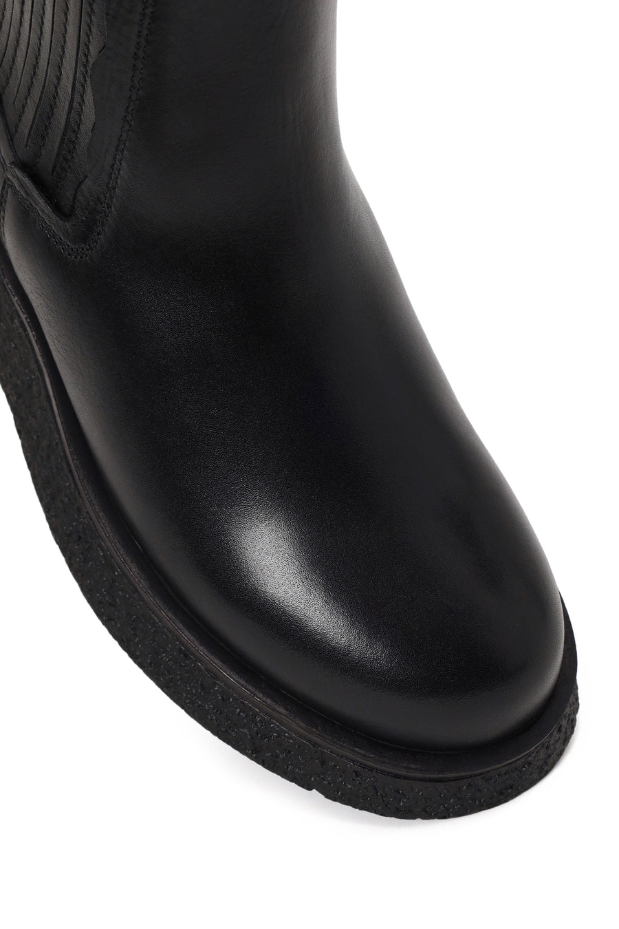 Woman Black Thick-Soled Leather Chelsea Boots