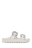 Women's Transparent Double Buckle Stone-Embellished Slippers | Derimod