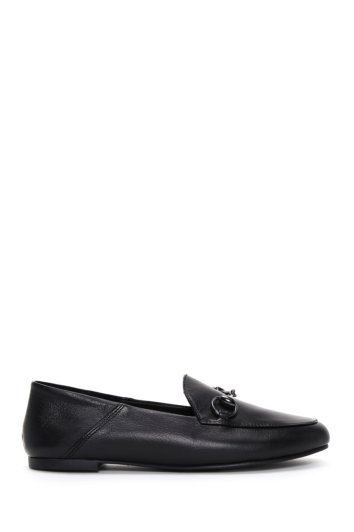 Women's Black Leather Masculine Loafer 25SFD290218 | Derimod