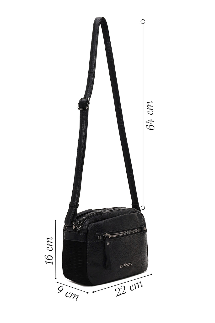 Woman Black Long-Strap Crossbody Bag