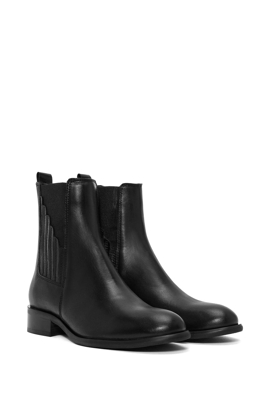Women's Black Leather Chelsea Boots