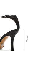 Women's Black Ankle Strap Stoned Leather Thin High Heel Shoes | Derimod