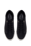 Erkek Siyah Bağcıklı Deri Sneaker | Derimod