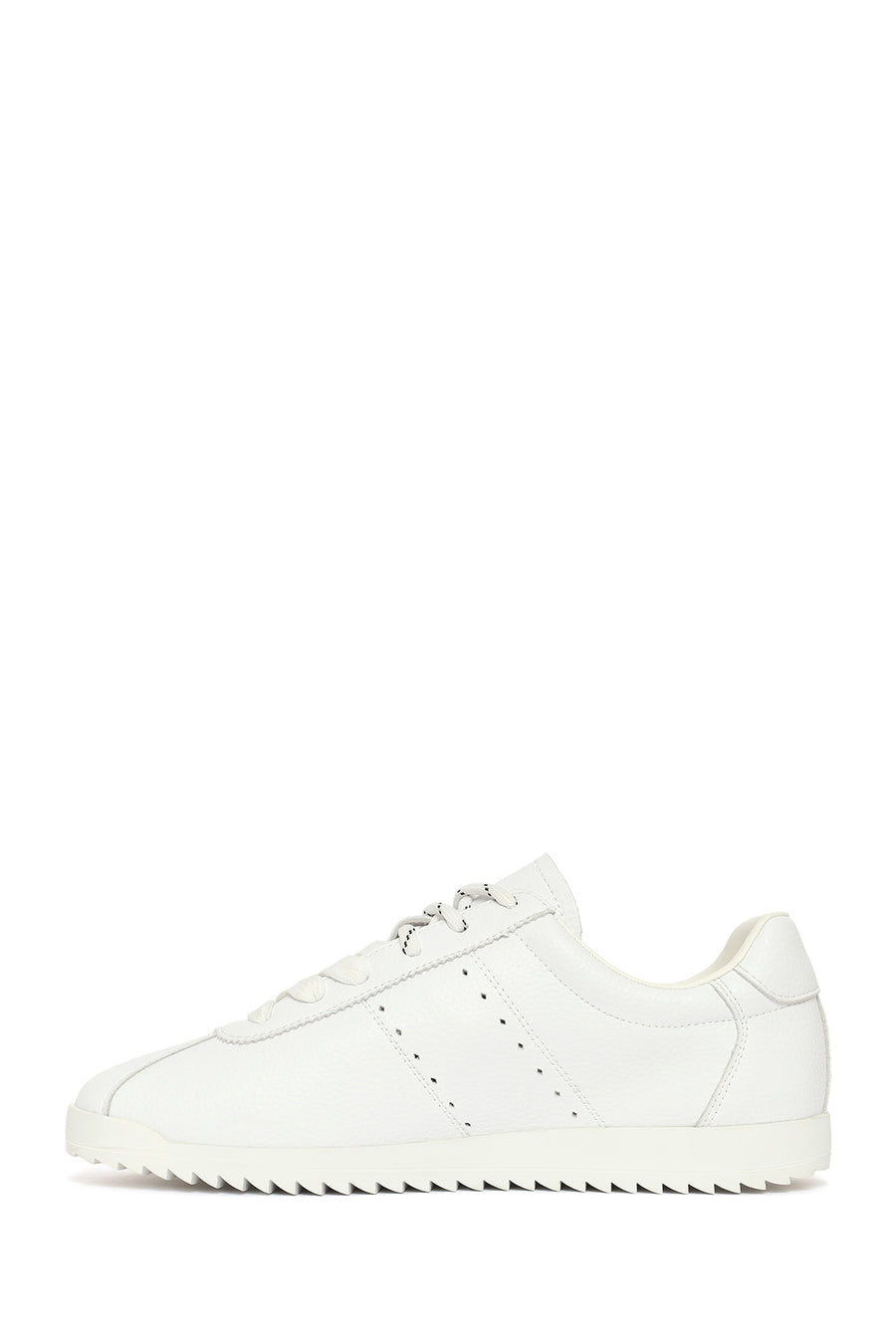 Women's White Lace-Up Leather Sneaker