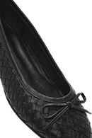 Women's Black Braided Leather Ballerinas | Derimod