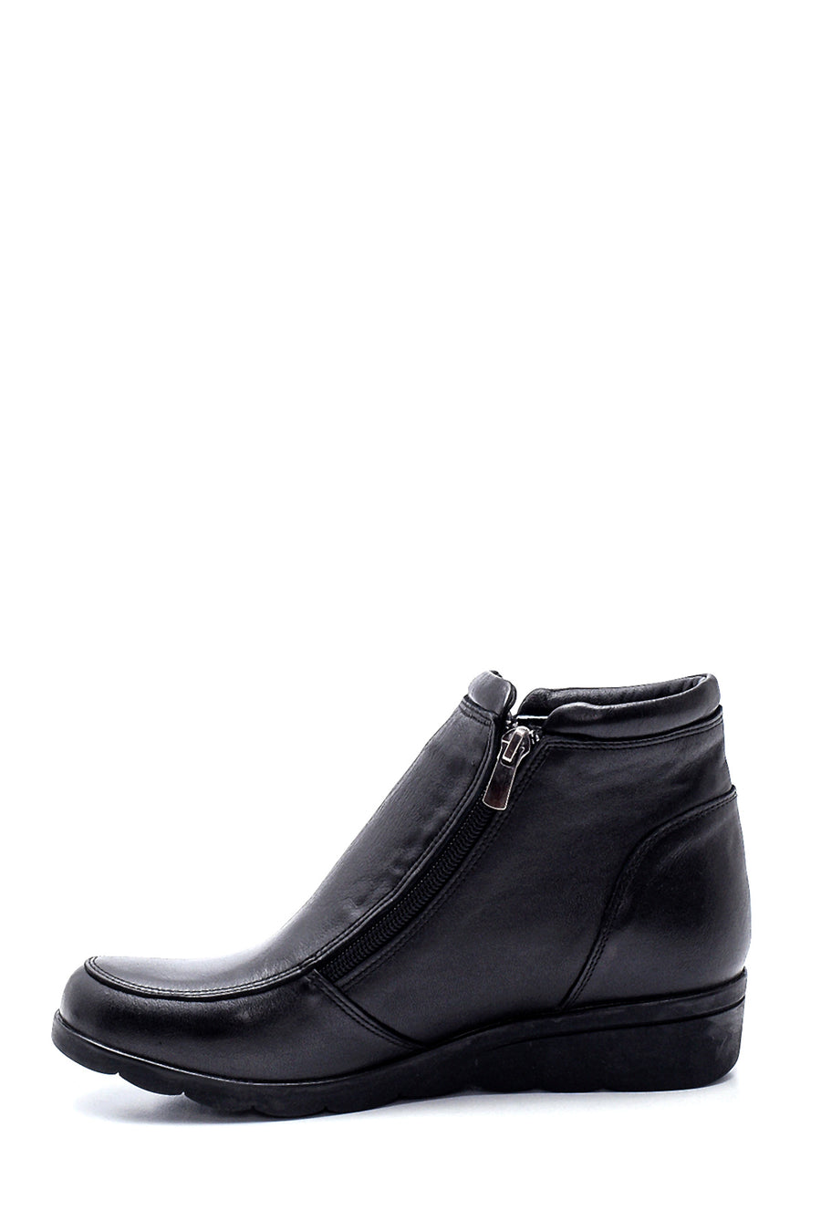 Women's Wedge Heeled Zippered Leather Boots