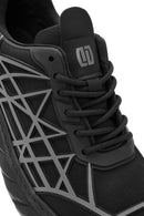 Men's Black Lace-Up Thick-Sole Fabric Sneakers | Derimod