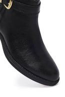 Woman Black Zip Closure Buckled Boots | Derimod