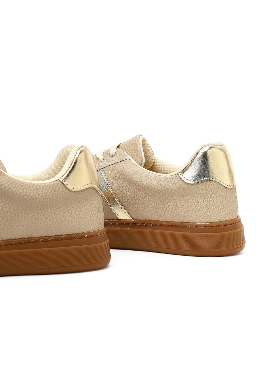 Woman Beige Lace-up Sneakers