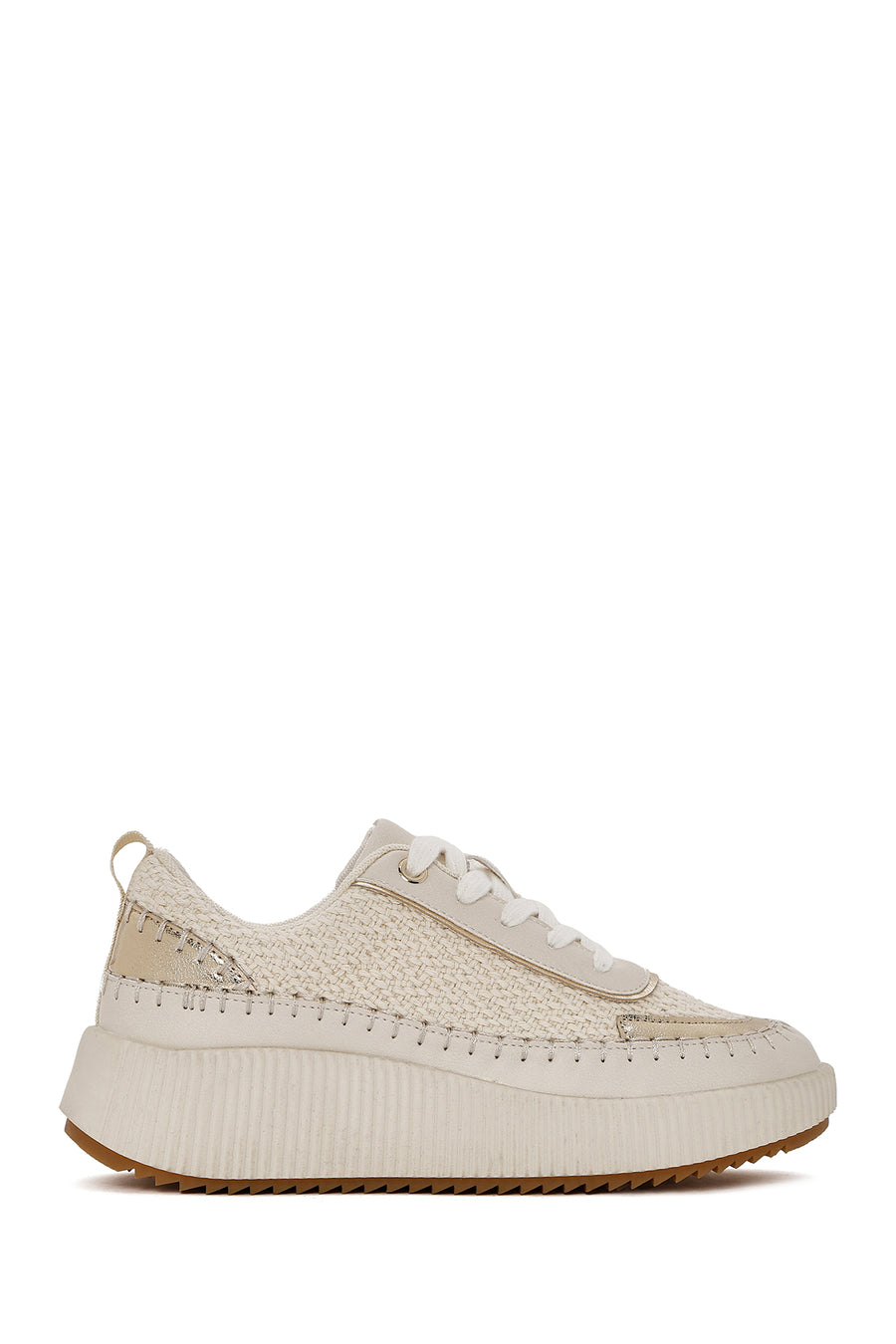 Women's Beige Lace-Up Thick-Sole Knitted Sneakers 25SFD43086F | Derimod