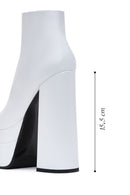 Women's White Leather Platform High Heel Boots | Derimod