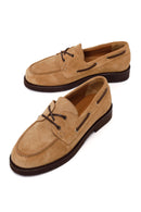 Woman Camel Lace-up Suede Casual Shoes | Derimod
