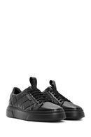 Erkek Siyah Bağcıklı Kroko Desenli Deri Sneaker | Derimod