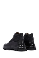 Men's Black Zippered Leather Boat | Derimod