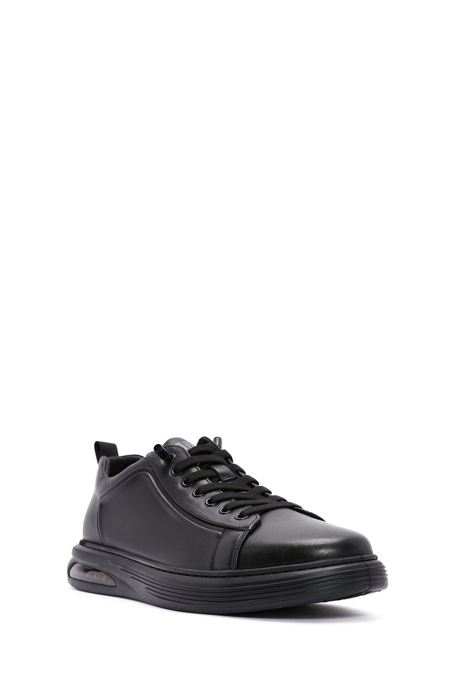 Male Black Lace-Up Leather Sneaker