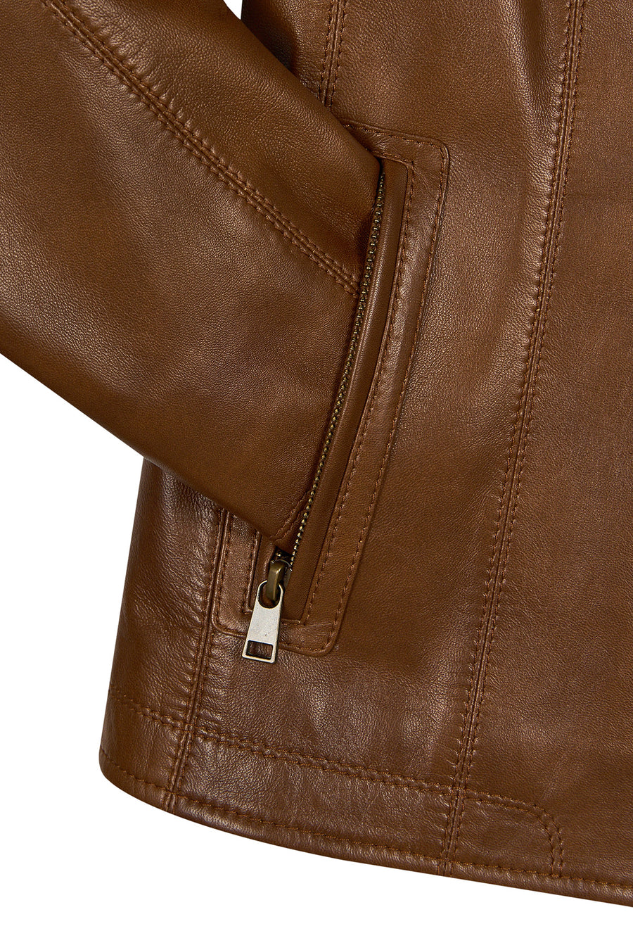 Martha Woman Camel Short Leather Jacket
