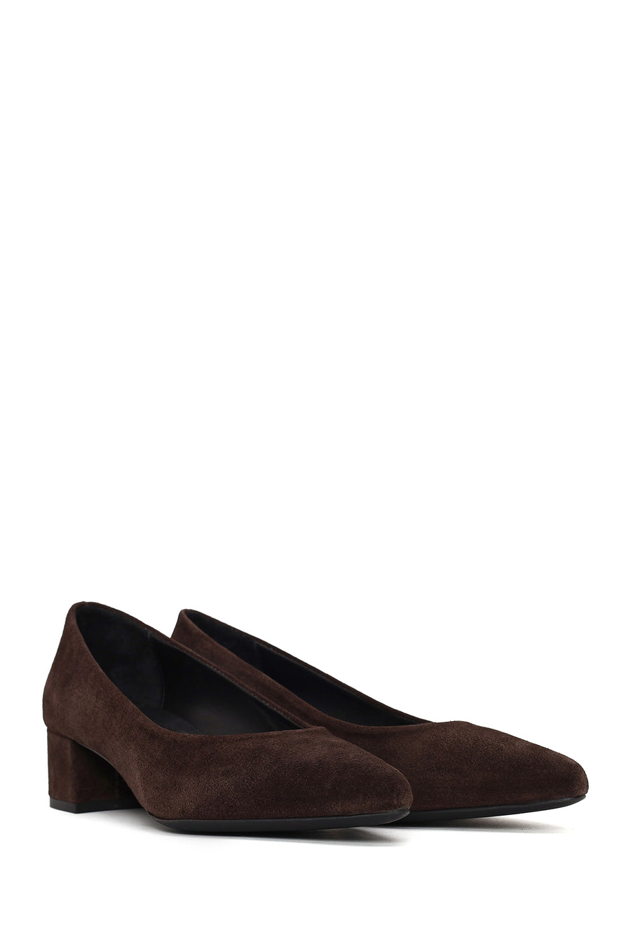 Derimod Flex Woman Brown Short Thick-Heeled Suede Stiletto