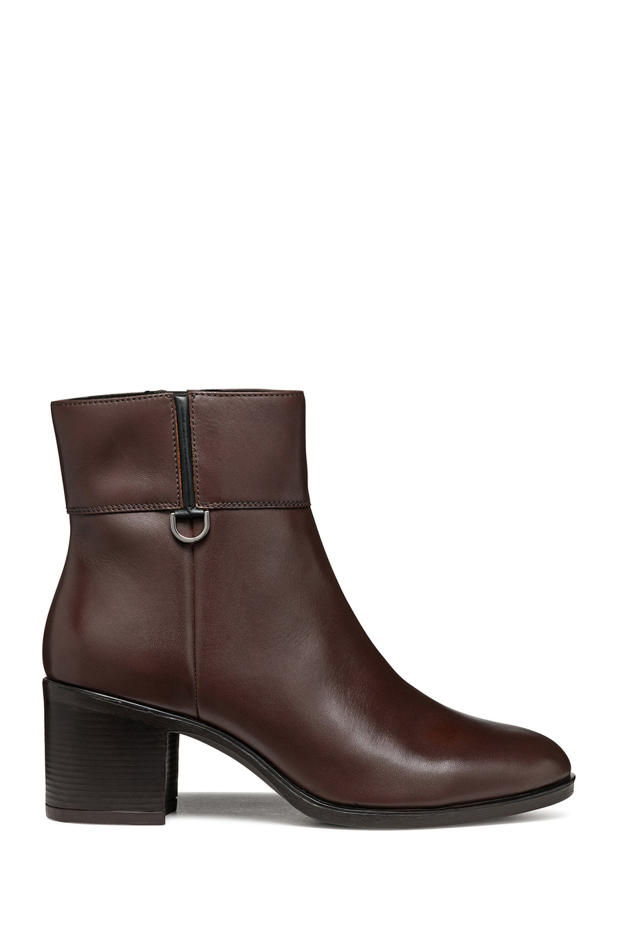 Geox Women's Brown New Asheel Zippered Thick Heel Leather Boots D46FSC00043C6238 | Derimod