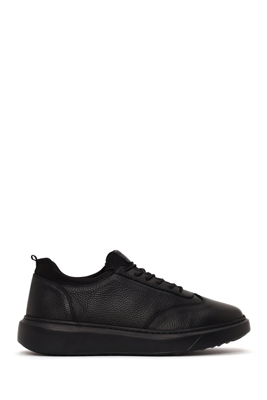 Male Black Lace-Up Thick-Soled Leather Sneaker WM630002DF | Derimod