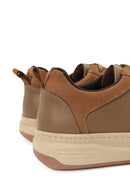 Erkek Vizon Bağcıklı Kalın Tabanlı Deri Sneaker | Derimod