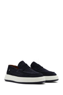 Men's Navy Blue Suede Leather Casual Loafer | Derimod