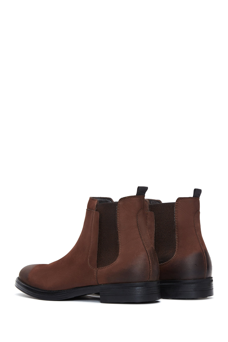 Men's Brown Nubuck Leather Chelsea Flat Boots