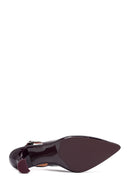 Woman Burgundy Open-Back Chunky-Heel Leather Shoes | Derimod