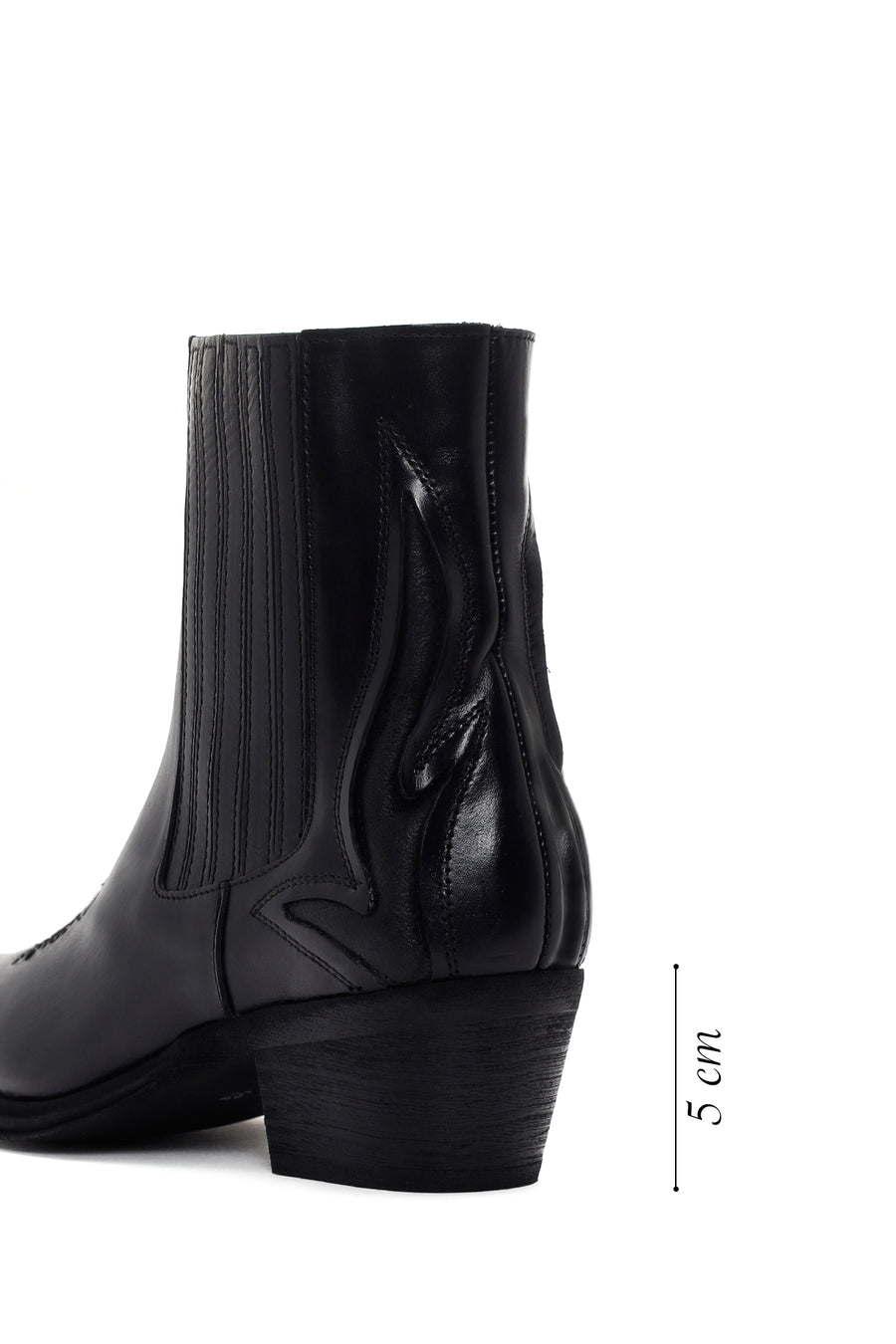 Women's Black Leather Heeled Cowboy Boots