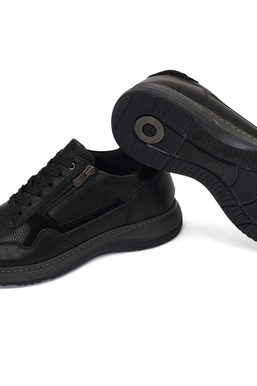 Men's Black Lace-Up Leather Casual Shoes